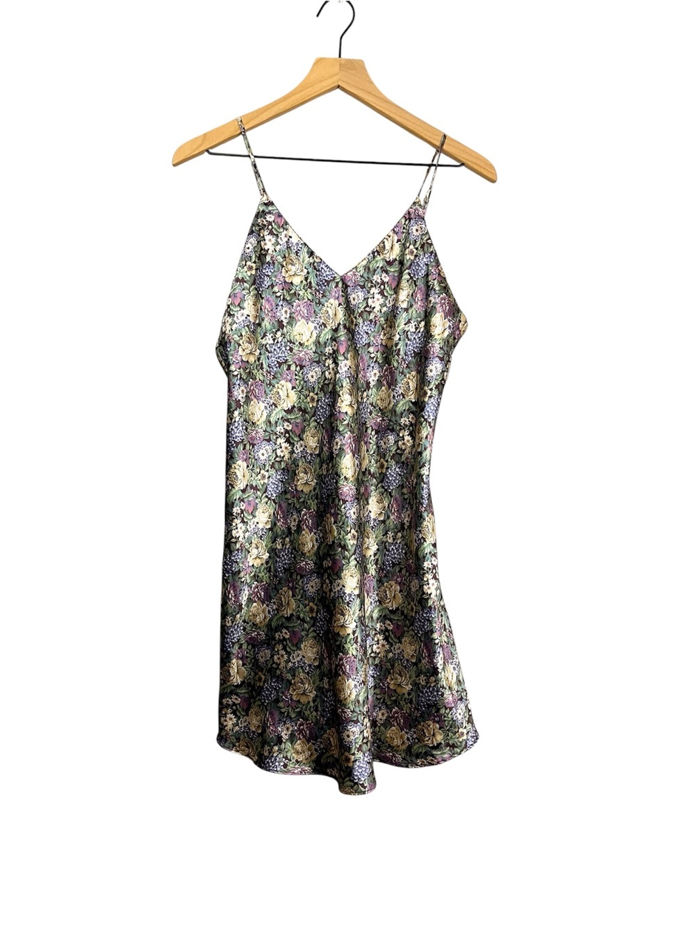 Vintage Floral Satin Slip Dress
